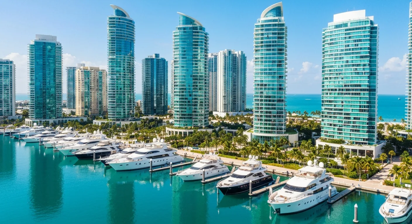 Vista aérea de Puerto Cancún y zona inmobiliaria premium