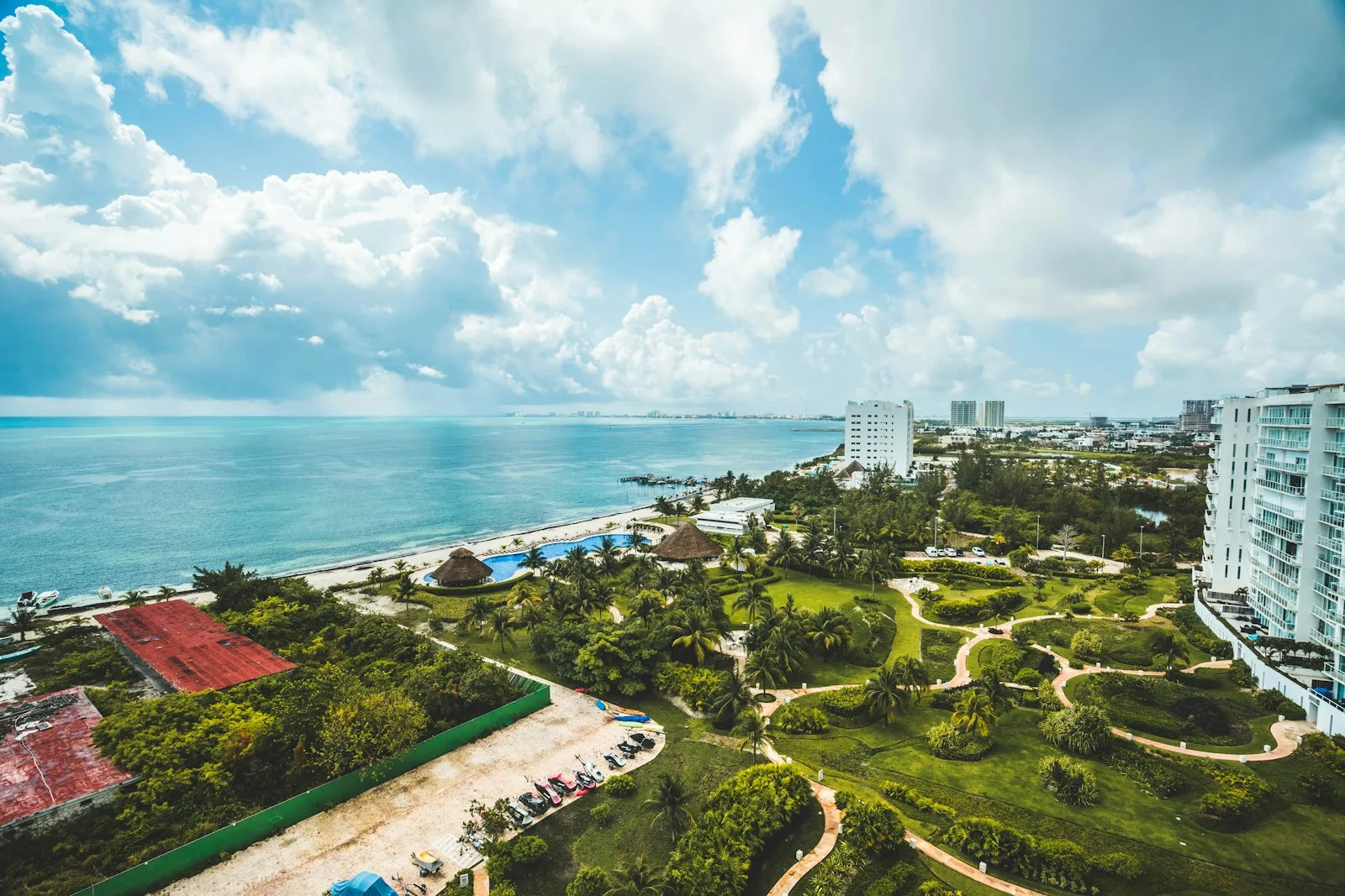 Aerial view of the Cancun hotel zone, the regulated tourism corridor where short-term rental rules apply in Quintana Roo, Mexico